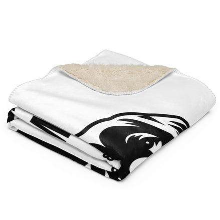 Weiße Sherpa-Decke mit schwarzem Labrador Chill Mode ON Design - Paul & Emma Breed Collection