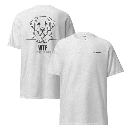 T-Shirt mit Labrador Line-Art und WTF Where's The Food Print - Paul Emma Hunde-Shirt