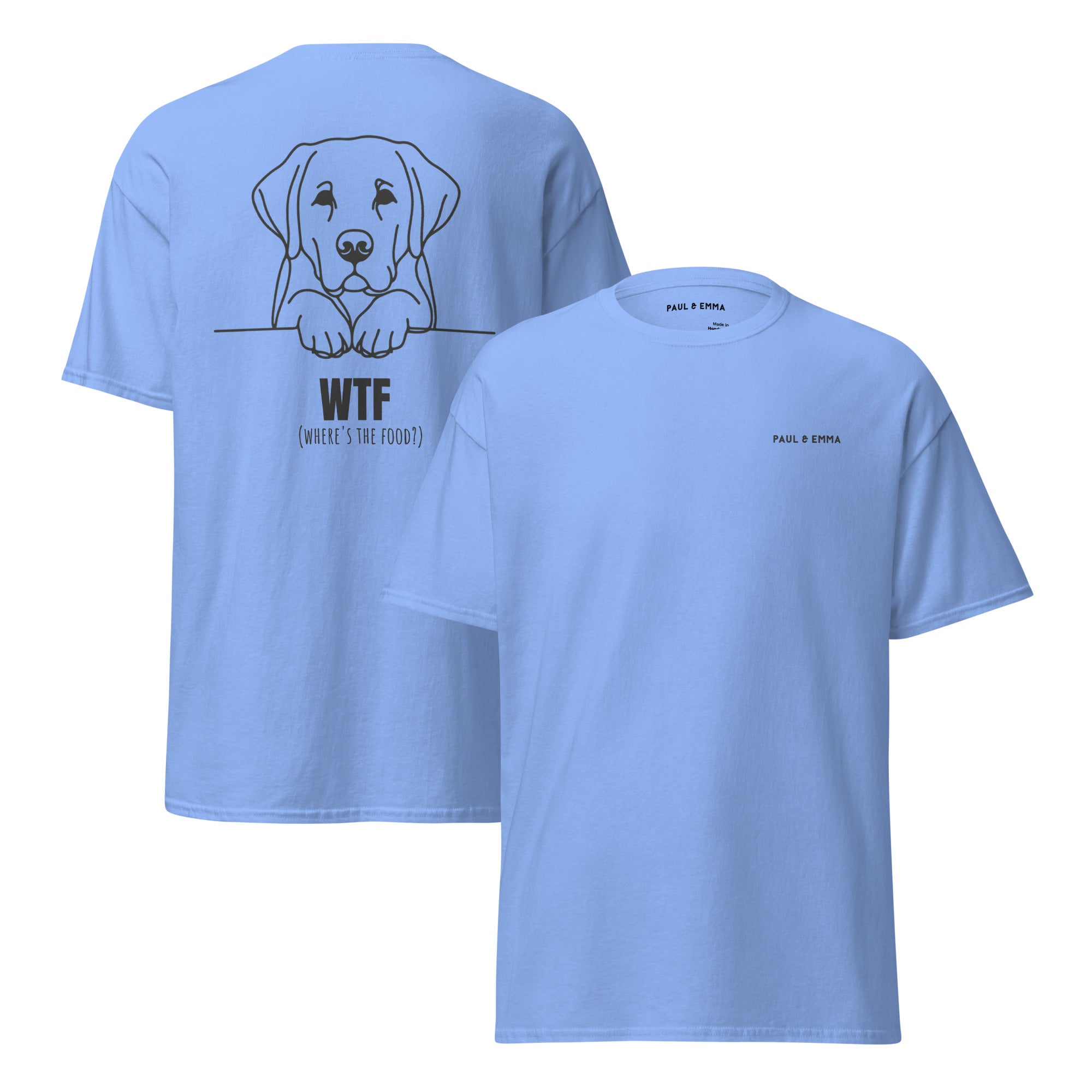 T-Shirt mit Labrador Line-Art und WTF Where's The Food Print - Paul Emma Hunde-Shirt