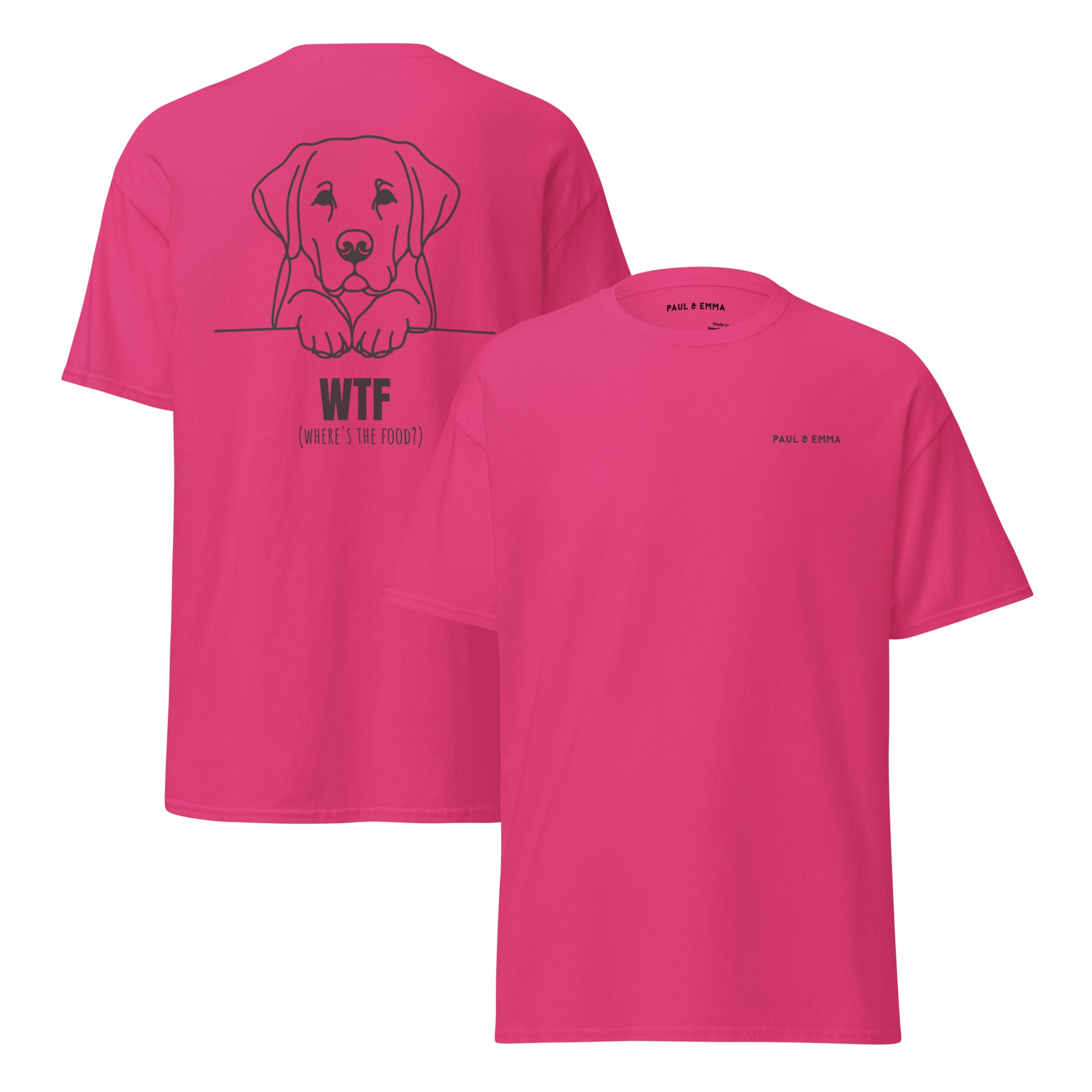 T-Shirt mit Labrador Line-Art und WTF Where's The Food Print - Paul Emma Hunde-Shirt