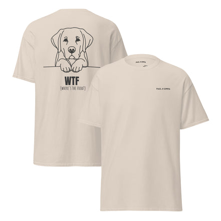 T-Shirt mit Labrador Line-Art und WTF Where's The Food Print - Paul Emma Hunde-Shirt