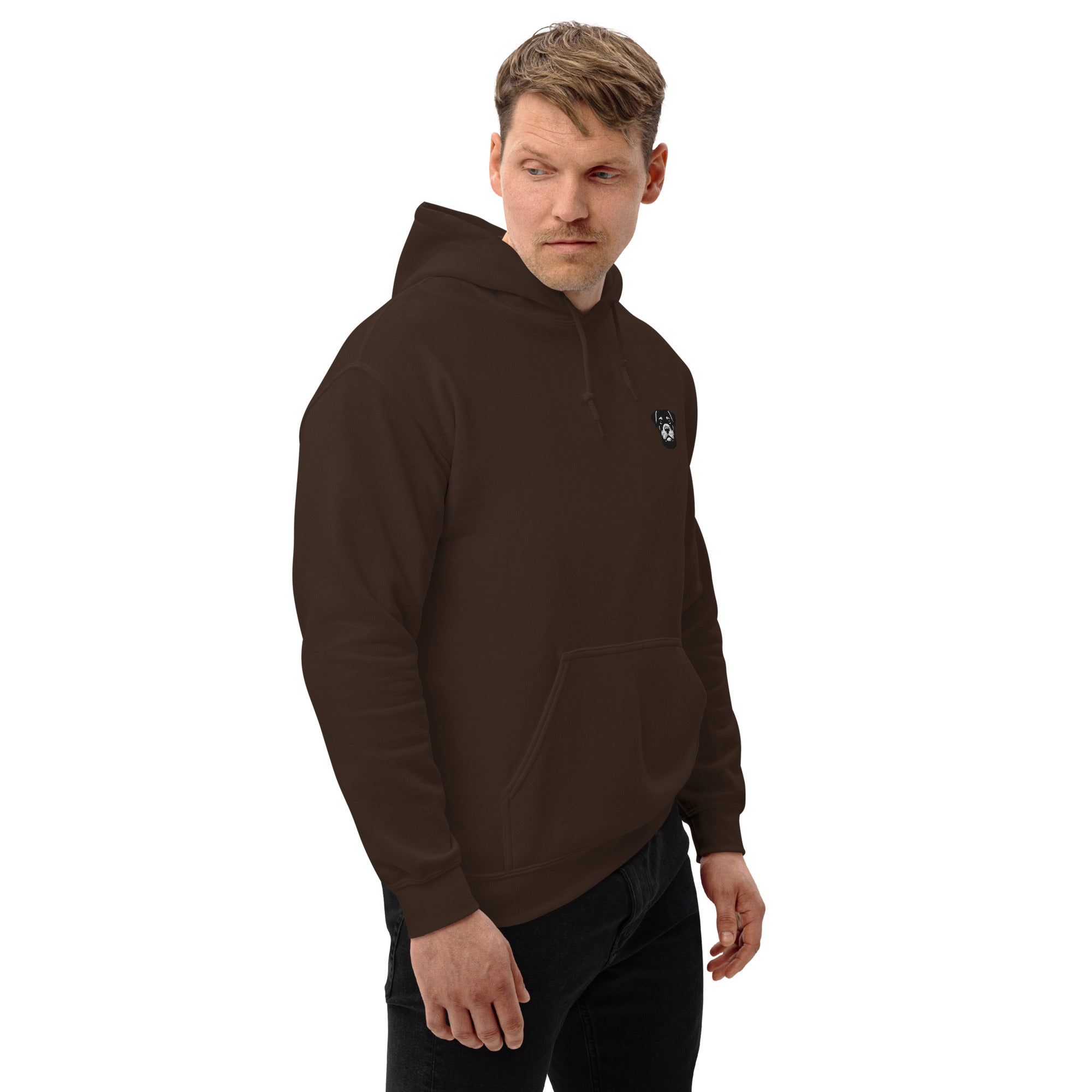 Hoodie mit Rottweiler-Design vorne und Paul Emma Logo auf der Schulter - Breed Kollektion Kapuzenpullover