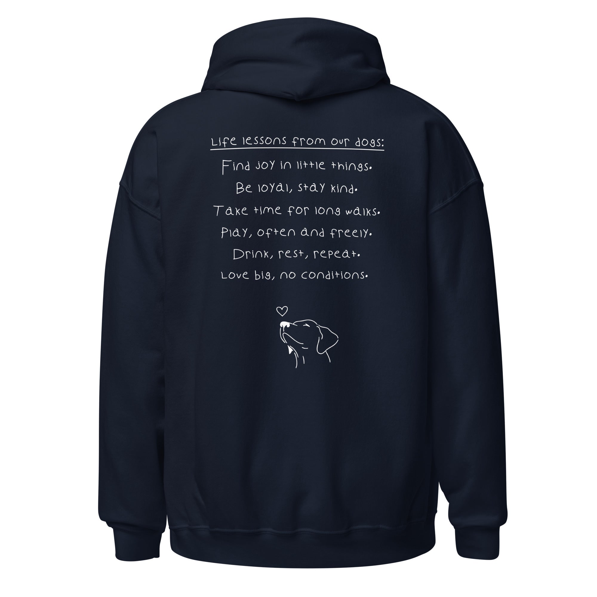 Hoodie mit Life lessons from our dogs Text auf der Rückseite - Paul & Emma Philosophy Collection
