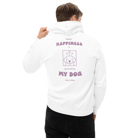 Hoodie mit Today's Happiness is sponsored by my dog Back-Print in Lila - Paul & Emma Philosophy Collection